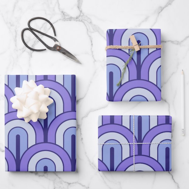 Retro Gradated Geometric Fan Pattern Geschenkpapier Set (Vorderseite)