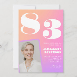 Retro Gradient Pink 83. Geburtstag Einladung