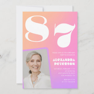 Retro-Gradient Rosa 87. Geburtstag Einladung