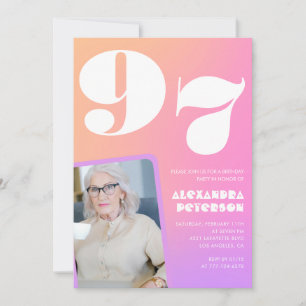 Retro-Gradient Rosa 97. Geburtstag Einladung