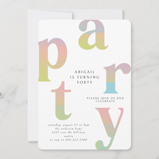 Retro Gradient Woman White Birthday Party Einladung (Vorderseite)