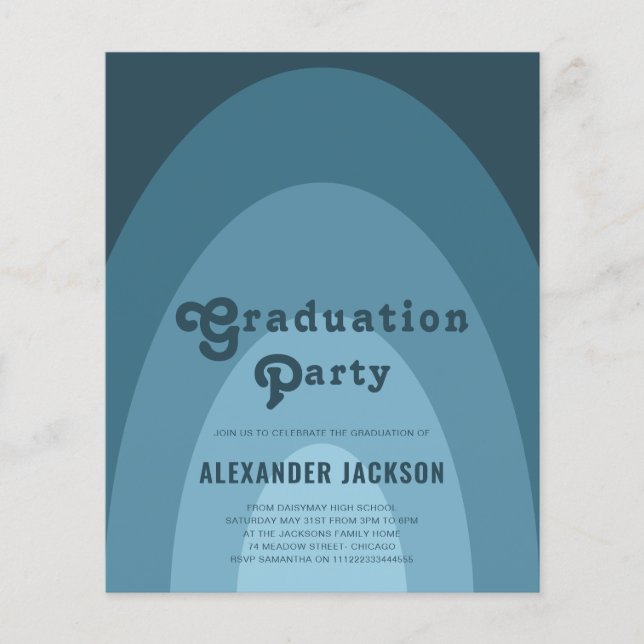 Retro Graduation Party Blue Budget Flyer (Vorne)