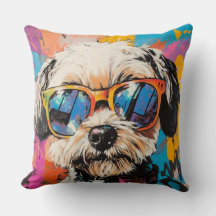 Retro Graffiti Groovy Shih Tzu Dog in Shades