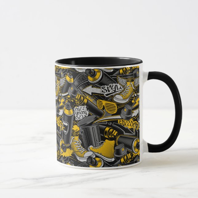 Retro Graffiti Urban Street Pattern Tasse (Rechts)