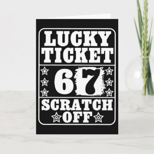Retro-Grafik Glücksticket Sechs Sieben Trend 67 Karte