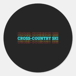 Retro-Grafik Skilanglauf Wintersport B Runder Aufkleber