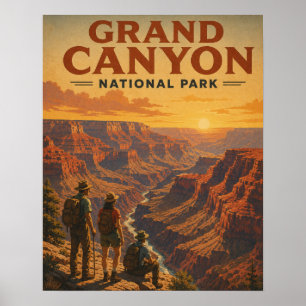 Retro Grand Canyon National Park WPA Stil Wandern  Poster