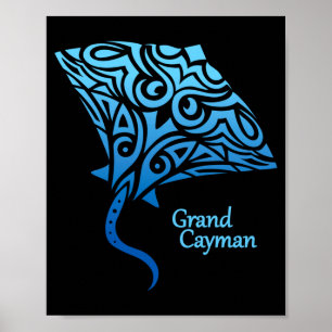 Retro Grand Cayman Islands Stammes-Stachelrochen S Poster