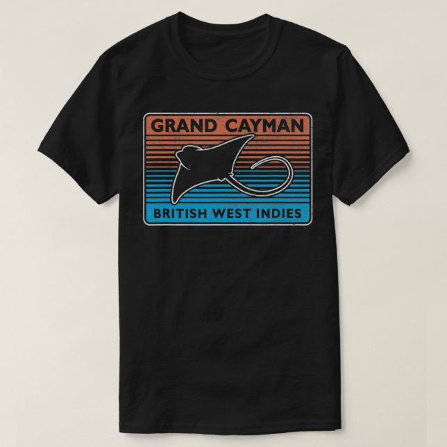 Retro Grand Cayman Islands Stingray City Scuba Div T-Shirt (Design vorne)