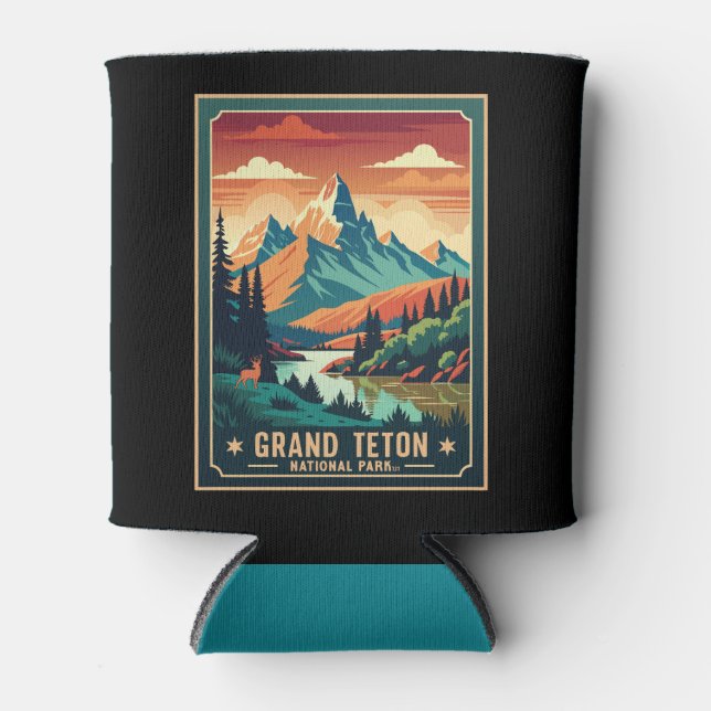 Retro Grand Teton Wandern T - Shirt Dosenkühler (Vorderseite)