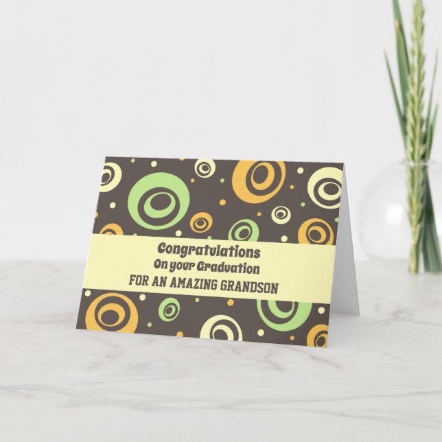 Retro Grandson Herzlichen Glückwunsch Abschluss Ca Karte (Vorderseite)