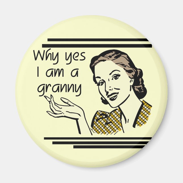Retro Granny T - Shirt und Geschenke Magnet (Vorne)