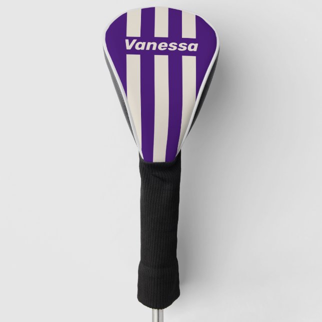 Retro Grapevine Three Pin Stripes with Name Golf Headcover (Vorderseite)