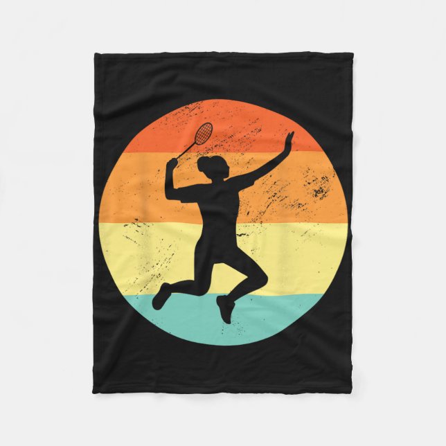 Retro Graphic Badminton Player Shuttle Player Spor Fleecedecke (Vorderseite)