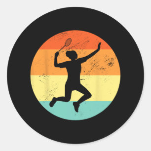 Retro Graphic Badminton Player Shuttle Player Spor Runder Aufkleber