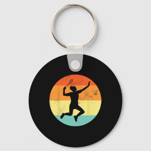Retro Graphic Badminton Player Shuttle Player Spor Schlüsselanhänger