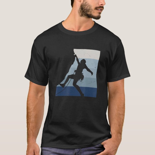 Retro Graphic Climbing Bouldering Rock Climber Mou T-Shirt (Vorderseite)