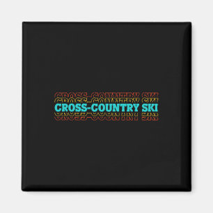Retro Graphic Cross Country Ski Winter Sports B Magnet