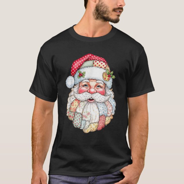 Retro Graphic Patchwork Weihnachtsvorbereitungen T-Shirt (Vorderseite)