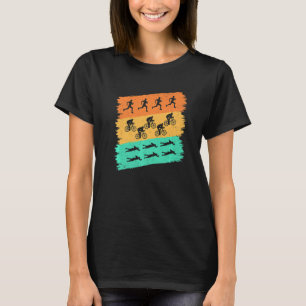 Retro Graphic Run Bike Swim Triathlon Triathlete S T-Shirt