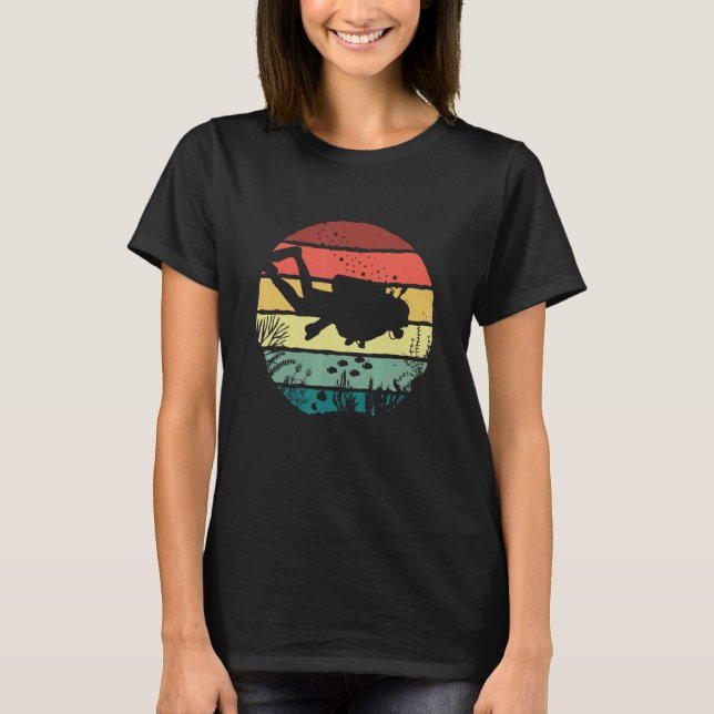 Retro Graphic Snorkeler Scuba Diver Diving Snorkel T-Shirt (Vorderseite)