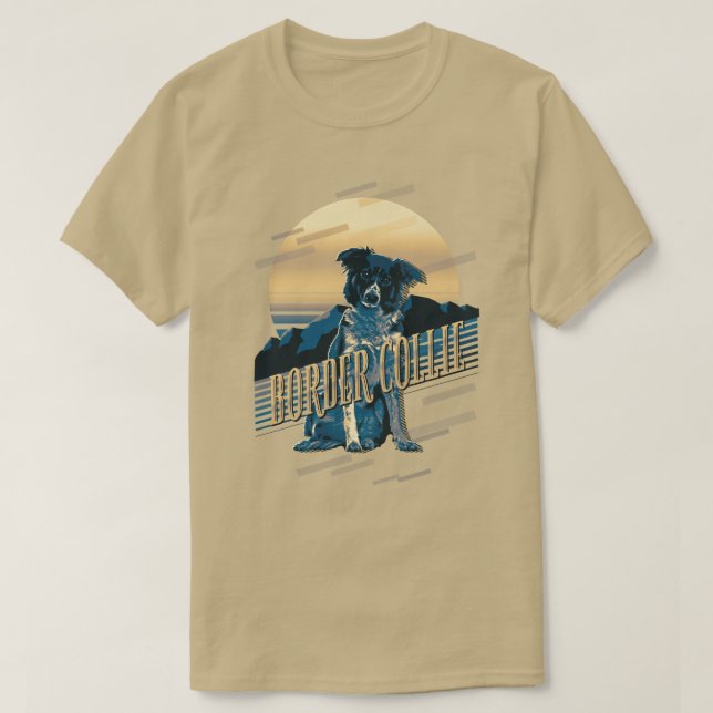 Retro Graphics Border Collie Blue ID754 T-Shirt (Design vorne)