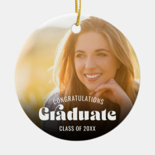 Retro Gratulation Absolventenklasse 2026 Foto Keramik Ornament