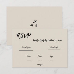 Retro-Grau Handgeschriebene Kritzel-Hochzeits-RSVP RSVP Karte