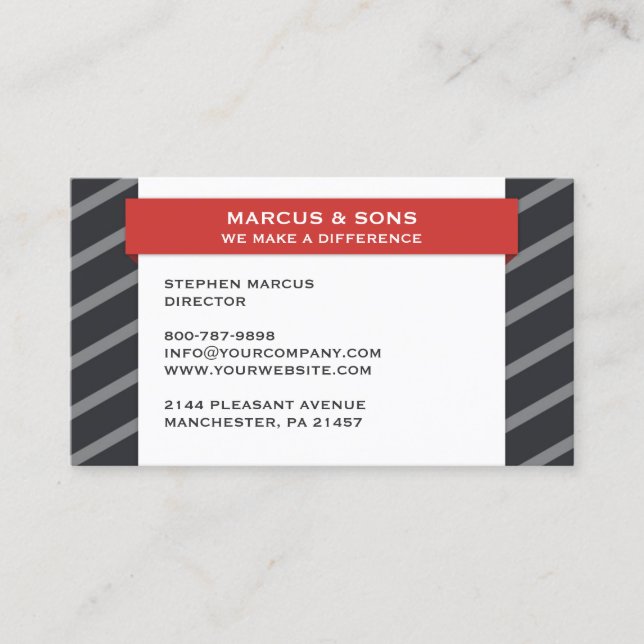 Retro Grau Red Banner Business Card Visitenkarte (Vorderseite)