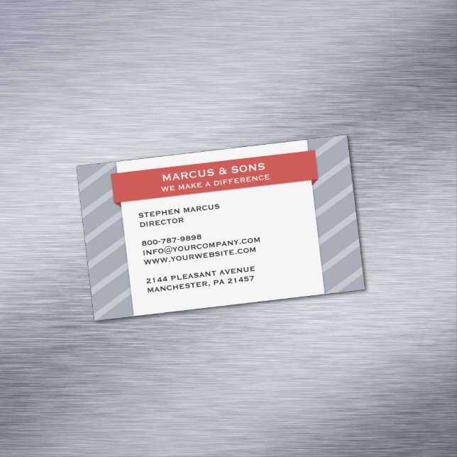 Retro Grau Red Banner Magnetische Visitenkarte (Beispiel)
