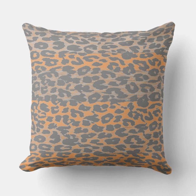 Retro Graue Leopard Printhaut Kissen (Vorderseite)