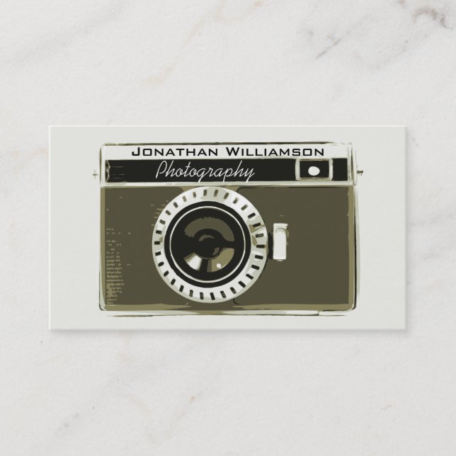 Retro Gray Camera Fotografy Business Cards Visitenkarte (Vorderseite)