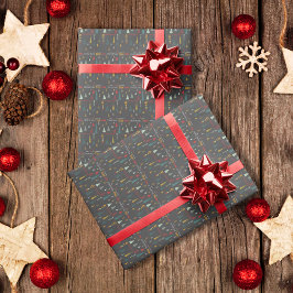 Retro Gray farbenfroh Oh Weihnachtsbaum Urlaub Geschenkpapier