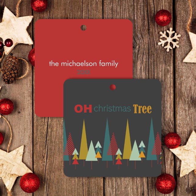 Retro Gray farbenfroh Oh Weihnachtsbaum Urlaub Keramikornament (Von Creator hochgeladen)