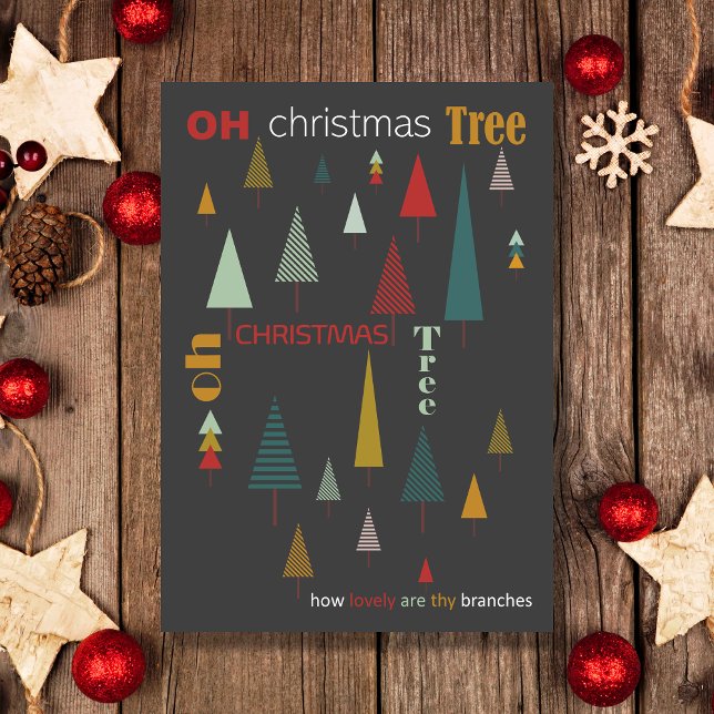Retro Gray farbenfrohe Oh Weihnachtsbaum Weihnacht Karte (Von Creator hochgeladen)