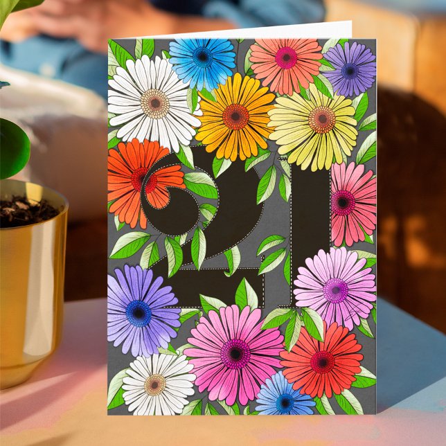 Retro Gray Personalisiert 21. Geburtstag Karte (Von Creator hochgeladen)