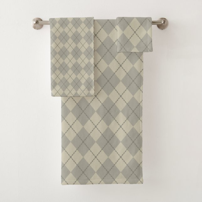 Retro Gray Raute Badetücher Set Geschenk (Insitu)