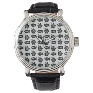 Retro Gray Tiki Muster Armbanduhr