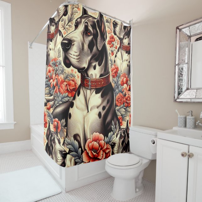 Retro Great Dane Illustration Duschvorhang (Beispiel)