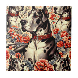 Retro Great Dane Illustration Fliese