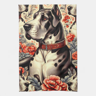 Retro Great Dane Illustration Geschirrtuch