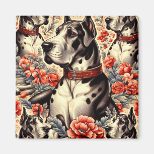 Retro Great Dane Illustration Magnet