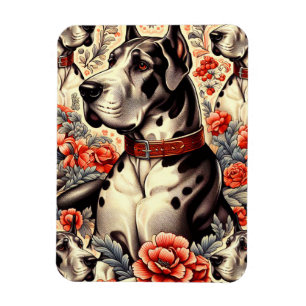 Retro Great Dane Illustration Magnet