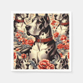 Retro Great Dane Illustration Serviette