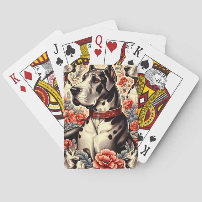 Retro Great Dane Illustration Spielkarten (Rückseite)