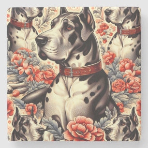 Retro Great Dane Illustration Steinuntersetzer