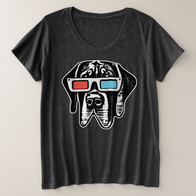 Retro Great Dane mit 3D Gläser Womens Shirt (Design vorne)