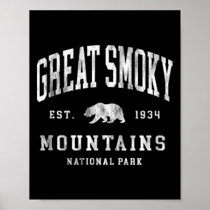 Retro Great Smoky Mountains Nationalpark Herren Da Poster