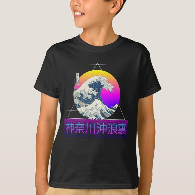 Retro Great Wave off Kanagawa Vaporwave T-Shirt (Vorderseite)