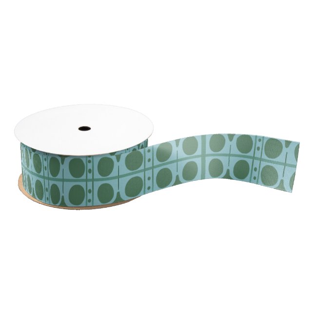 Retro Green and Teal Polka Dot  Ripsband (Spule)